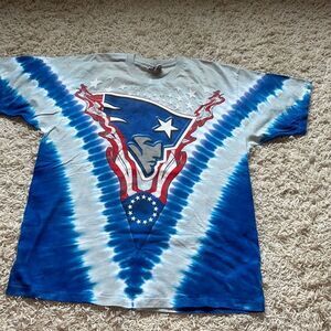 90’s New England Patriots Liquid Blue Tie Dye NFL T Shirt Size Large